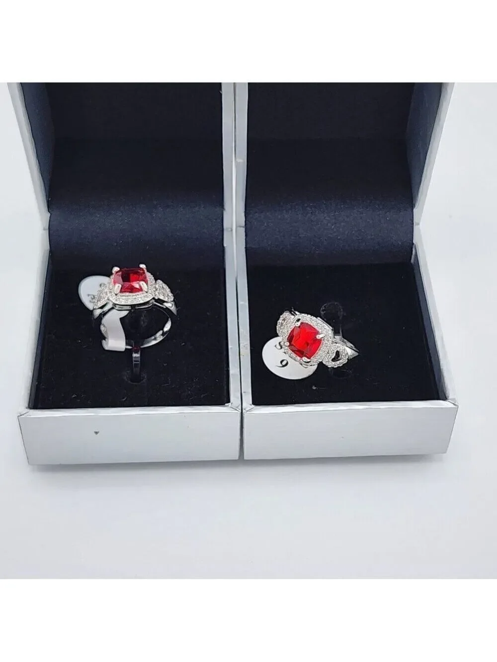 Brand New Gold Plated Red Gemstone double Heart Ring